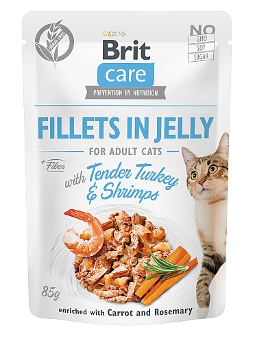 Brit Care® Cat Pouches Fillet Jelly Tender Turkey & Shrimps with Carrot & Rosemary