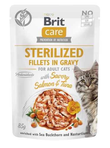 Brit Care® Cat Pouches Fillets In Gravy Sterilized Salmon & Tuna