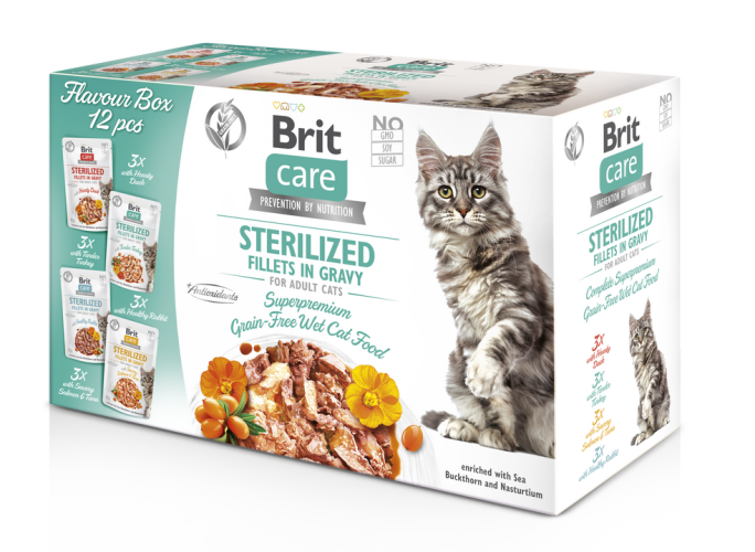 Brit Care® Cat Pouches Fillets In Gravy Sterilized Flavour Box