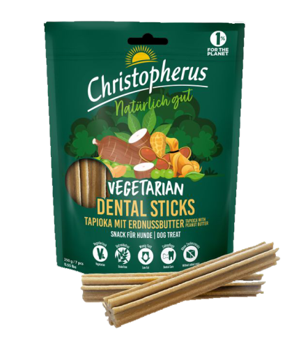 Christopherus® Dog Dental Stick Vegetarian Tapioca with Peanut Butter